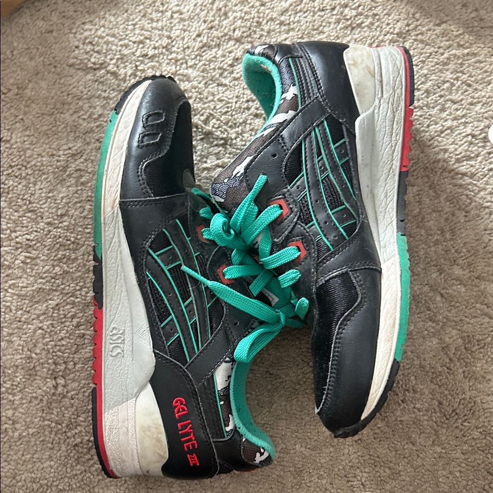 Asics Black and Teal Sneakers